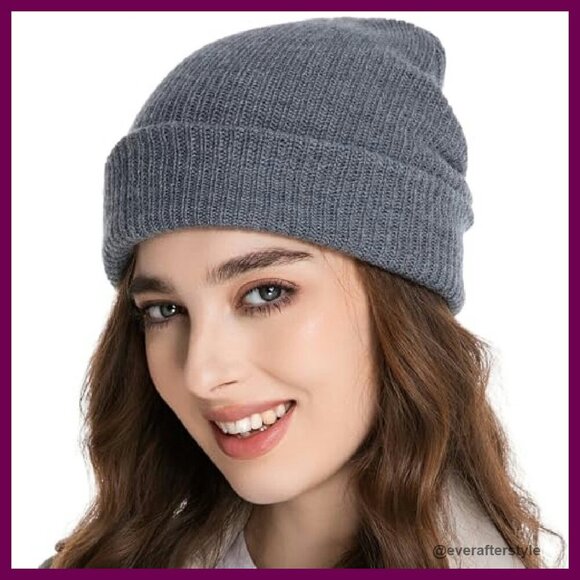 Merino Wool Beanie Unisex Classic Cuffed Knit Winter Hat Slouchy main image 7